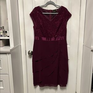 Miusol Deep burgundy, Lace Midi Dress